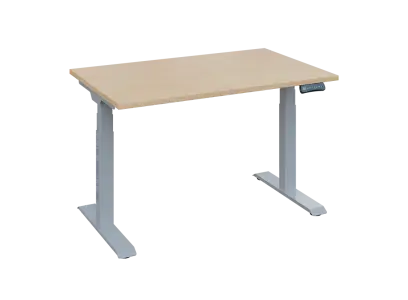 Fleximax 28-12 výškově nastavitelný stůl, kovová podnož stříbrná, deska 25 mm, široký 1200 mm, bříza irská